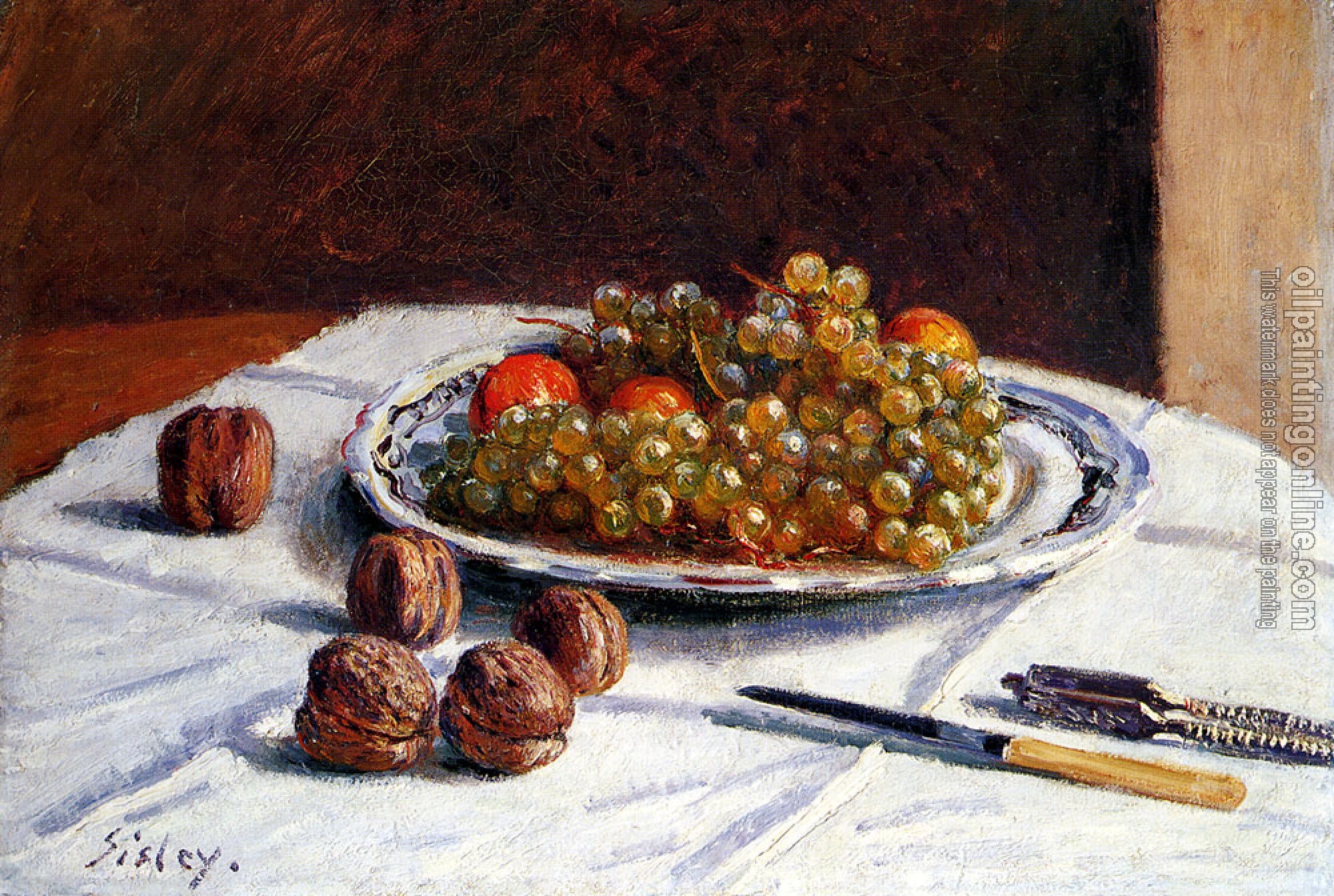 Sisley, Alfred - Grapes And Walnuts On A Table